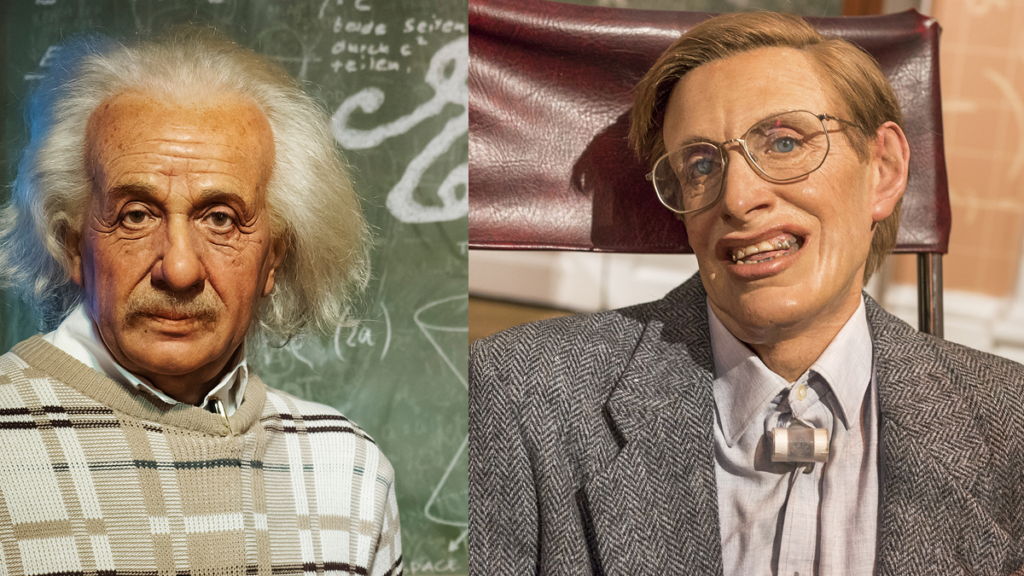 הוקינג (מימין) ואיינשטיין. צילום - ביגסטוק