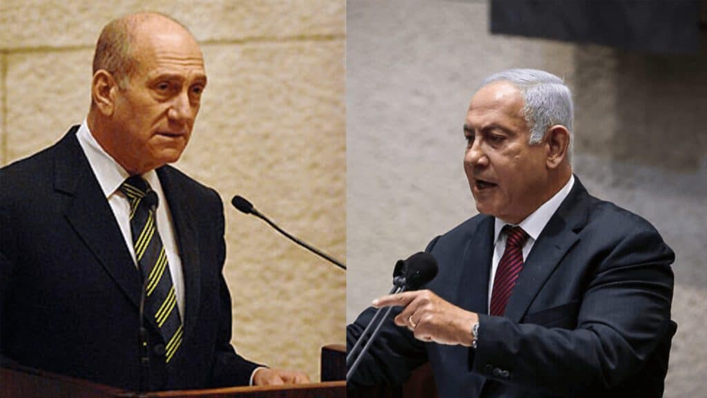 בנימין נתניהו .(מימין) ואהוד אולמרט. צילומים - לעמ ונועם מושקוביץ, דוברות הכנסת