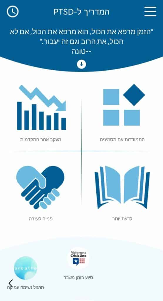 אפליקציית "המדריך ל-PTSD". צילום: אגף דוברות וקשרי ציבור במשרד הביטחון