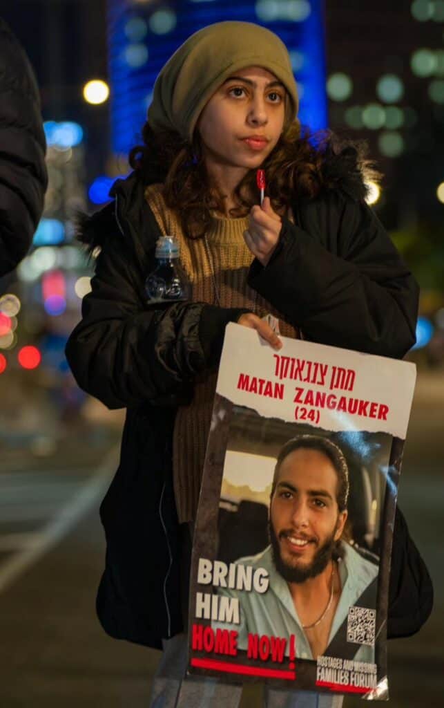 שני צנגאוקר בהפגנה. צילום: באדיבות המשפחה