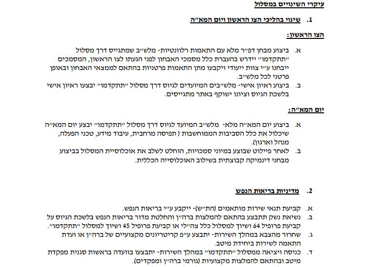 מסמך השינויים בתוכנית תתקדמו