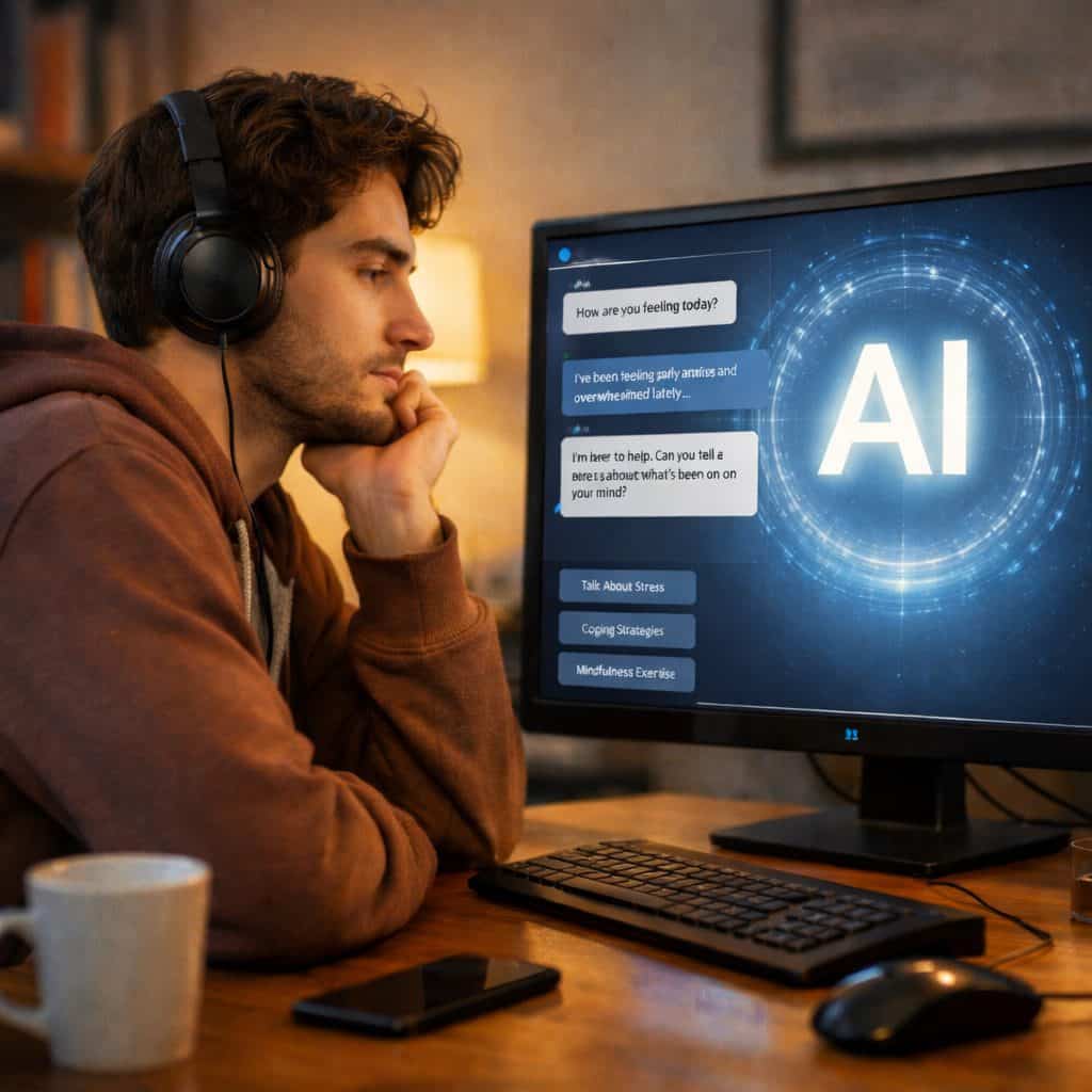 בחור צעיר משתמש ב-AI (אילוסטרציה: chatgpt)