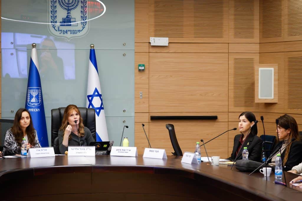יו"ר הוועדה מיכל וולדיגר לצד יוזמת הדיון ח"כ קארין אלהרר (צילום: נועם מושקוביץ, דוברות הכנסת)